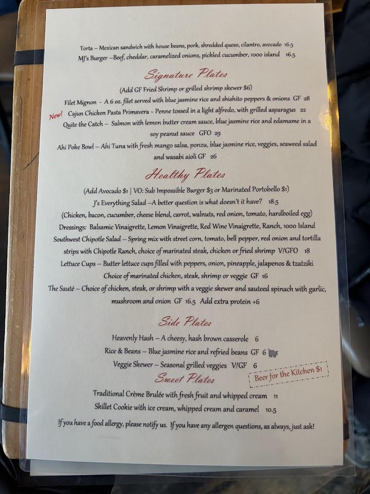 MJ's Bar and Restaurant Menu image 2